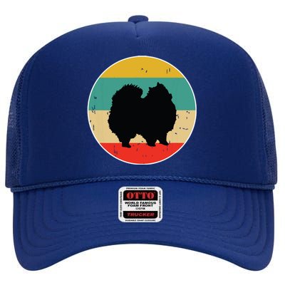 Pomeranian Dog High Crown Mesh Back Trucker Hat