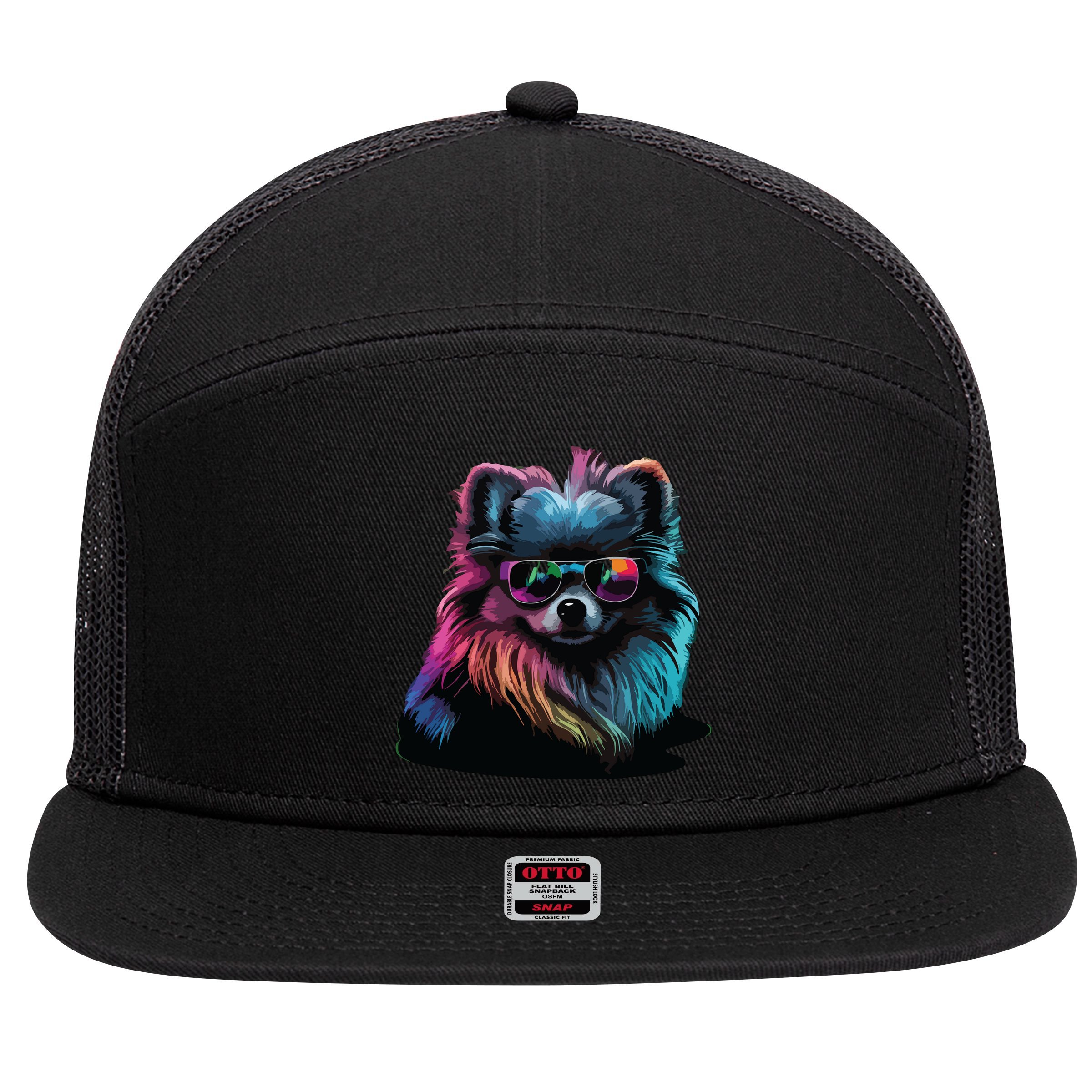 Pomeranian Dogs Pomeranians 7 Panel Mesh Trucker Snapback Hat