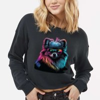 Pomeranian Dogs Pomeranians Cropped Pullover Crew