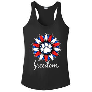 Patriotic Dog Paw Sunflower America Flag 4th Of July Cute Gift Ladies PosiCharge Competitor Racerback Tank