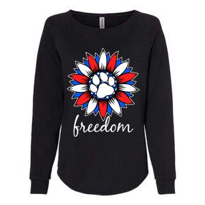 Patriotic Dog Paw Sunflower America Flag 4th Of July Cute Gift Womens California Wash Sweatshirt