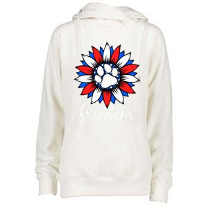 Patriotic Dog Paw Sunflower America Flag 4th Of July Cute Gift Womens Funnel Neck Pullover Hood