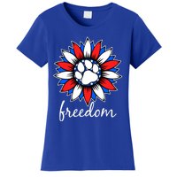 Patriotic Dog Paw Sunflower America Flag 4th Of July Cute Gift Women's T-Shirt