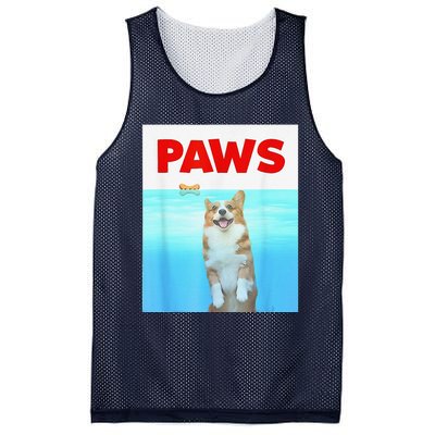 Paws Dog Parody 80s Corgi Shark Funny Dog Mesh Reversible Basketball Jersey Tank