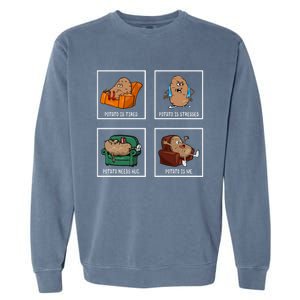 Potato Day Pun Meme Cute Yam Vegan Vegetarian Vegetable Gift Garment-Dyed Sweatshirt