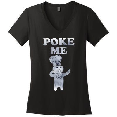 Pillsbury Doughboy Poke Me Costume Women's V-Neck T-Shirt