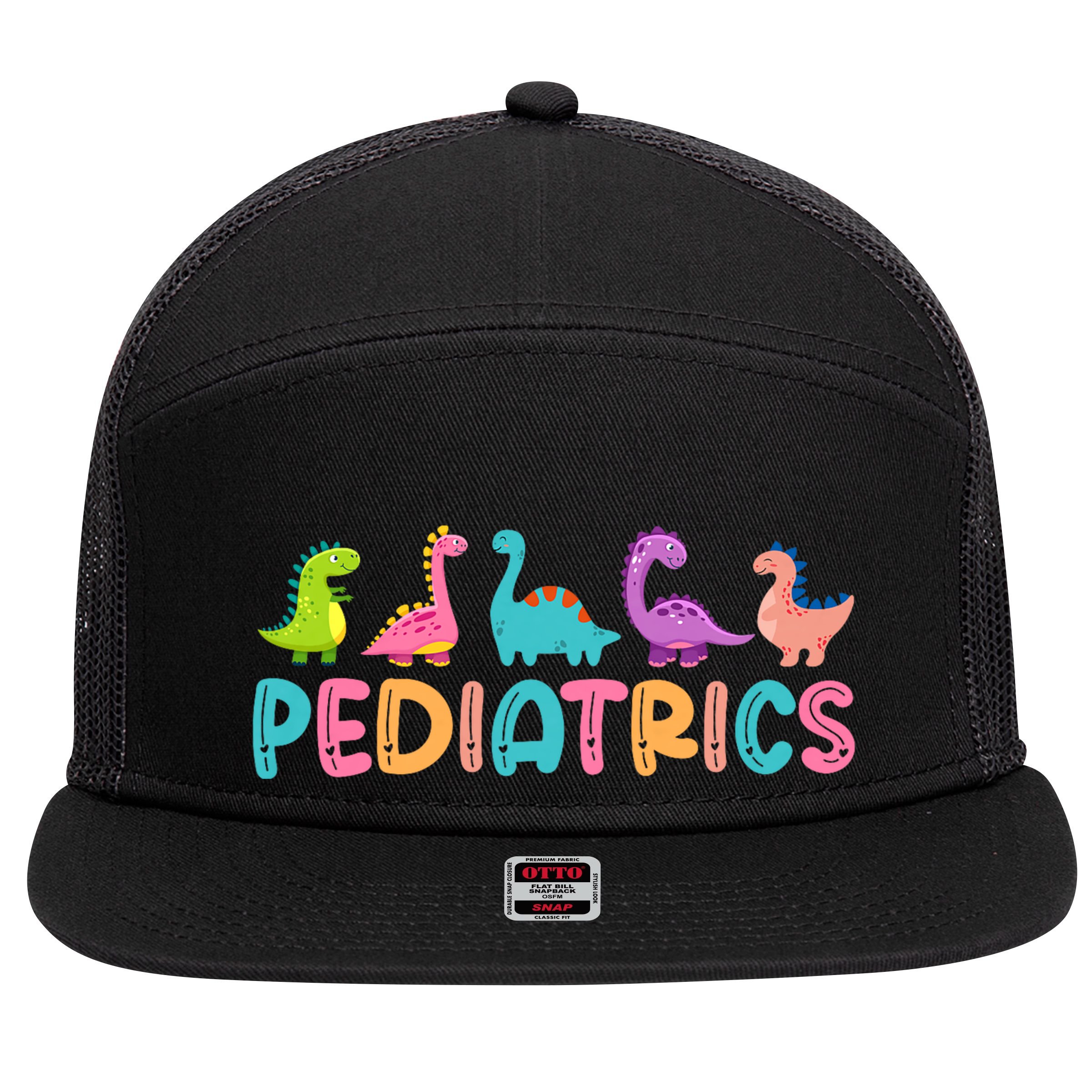 Pediatrics Dinosaurs Peds Nurse Crew Appreciation Pediatric 7 Panel Mesh Trucker Snapback Hat