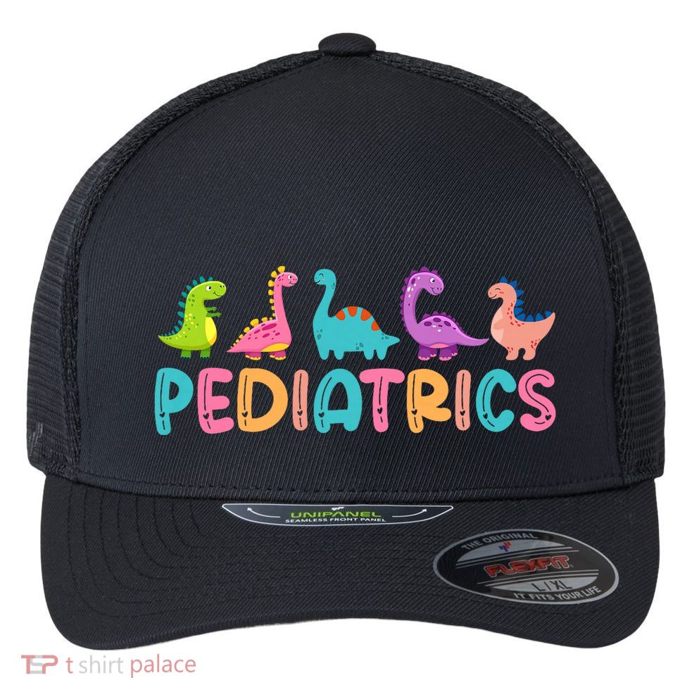 Pediatrics Dinosaurs Peds Nurse Crew Appreciation Pediatric Flexfit Unipanel Trucker Cap