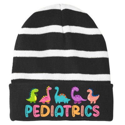 Pediatrics Dinosaurs Peds Nurse Crew Appreciation Pediatric Striped Beanie with Solid Band