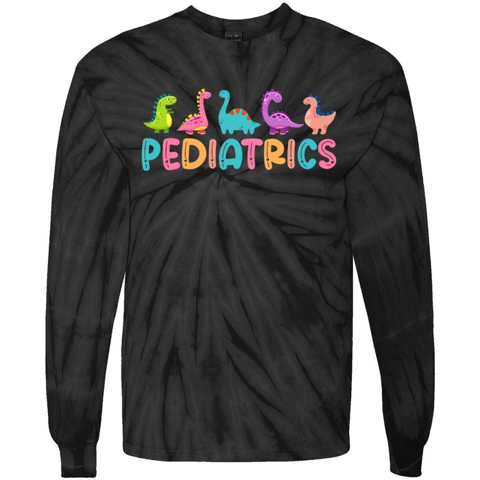 Pediatrics Dinosaurs Peds Nurse Crew Appreciation Pediatric Tie-Dye Long Sleeve Shirt