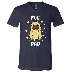 Pug Dad Papa Daddy Pa Father For Father’s Day V-Neck T-Shirt