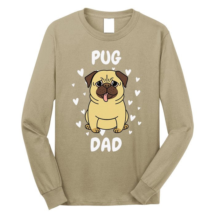 Pug Dad Papa Daddy Pa Father For Father’s Day Long Sleeve Shirt