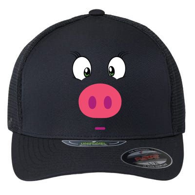 Piggy Design Pig Face Flexfit Unipanel Trucker Cap
