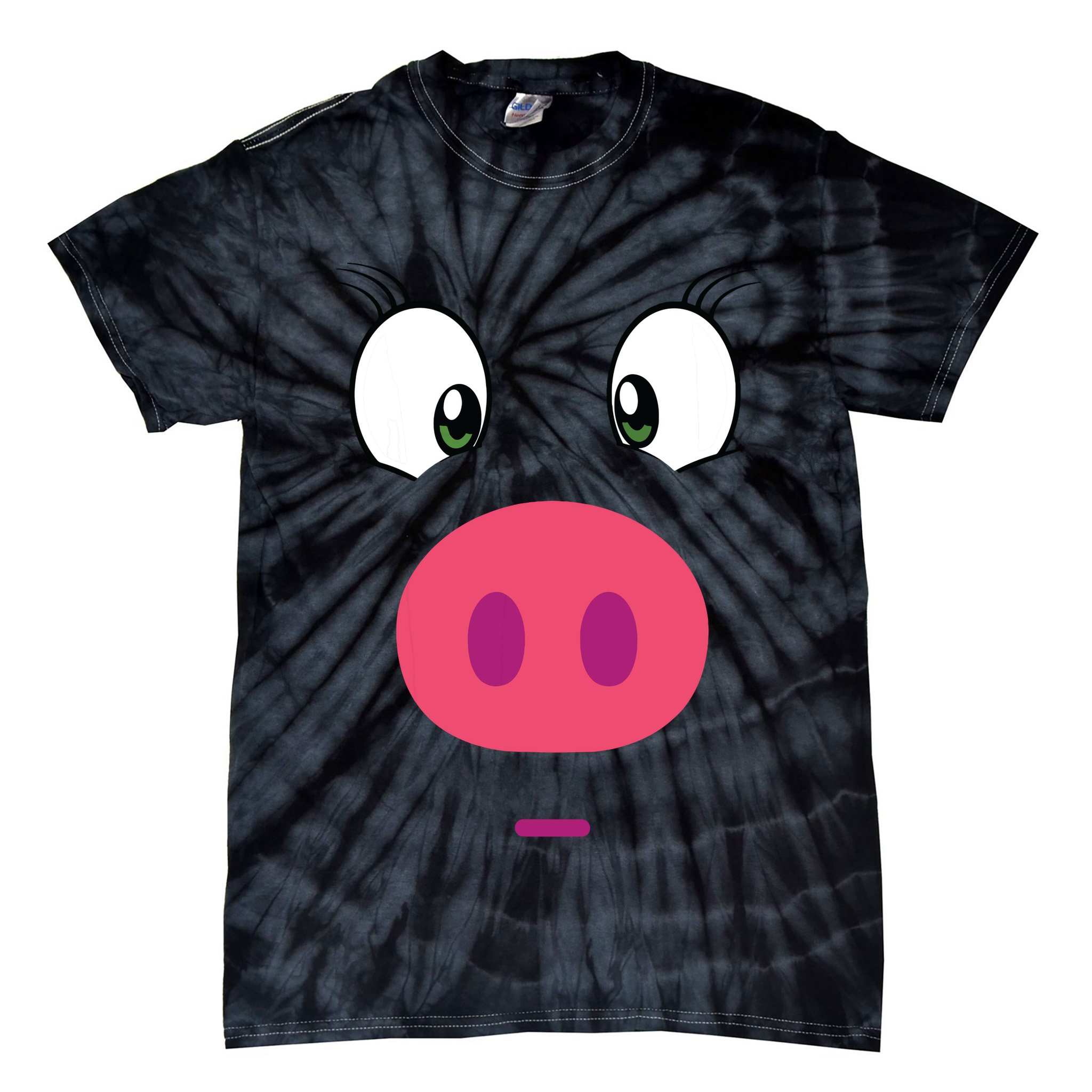 Piggy Design Pig Face Tie-Dye T-Shirt