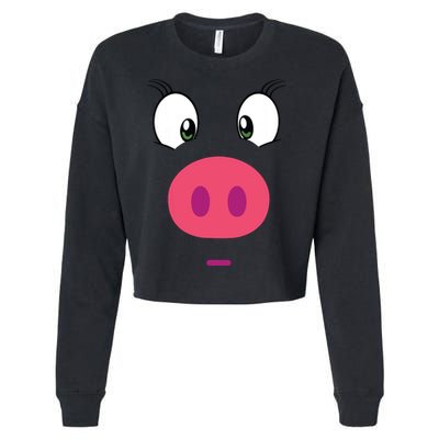 Piggy Design Pig Face Cropped Pullover Crew
