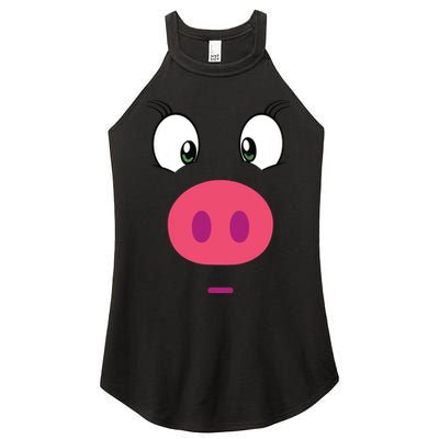 Piggy Design Pig Face Women's Perfect Tri Rocker Tank