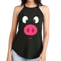 Piggy Design Pig Face Women's Perfect Tri Rocker Tank