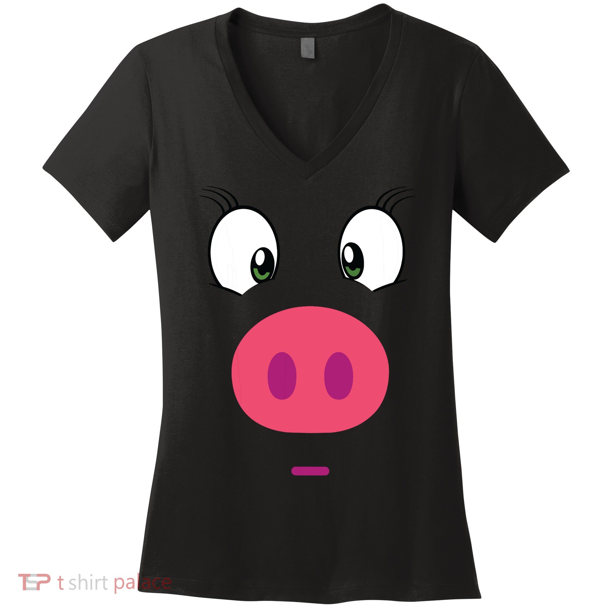 Piggy Design Pig Face Women's V-Neck T-Shirt