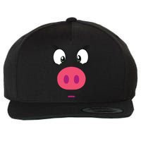 Piggy Design Pig Face Wool Snapback Cap