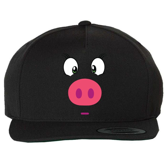 Piggy Design Pig Face Wool Snapback Cap