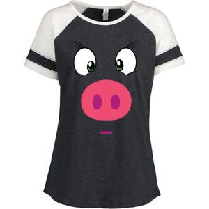 Piggy Design Pig Face Enza Ladies Jersey Colorblock Tee