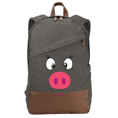 Piggy Design Pig Face Cotton Canvas Backpack