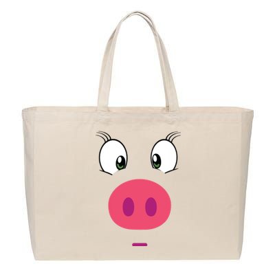 Piggy Design Pig Face Cotton Canvas Jumbo Tote