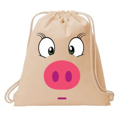 Piggy Design Pig Face Drawstring Bag