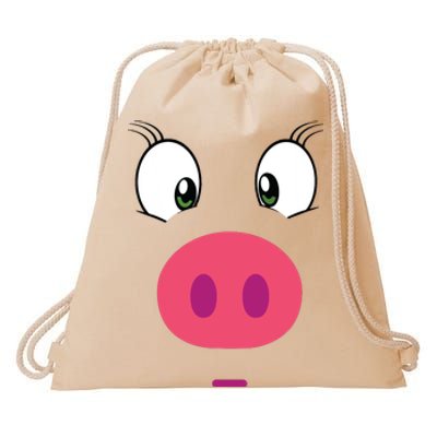 Piggy Design Pig Face Drawstring Bag