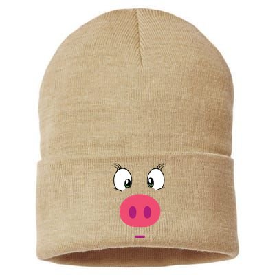 Piggy Design Pig Face Sustainable Knit Beanie