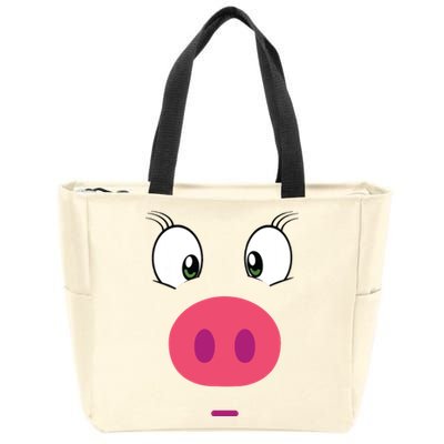 Piggy Design Pig Face Zip Tote Bag