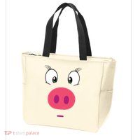 Piggy Design Pig Face Zip Tote Bag