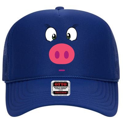 Piggy Design Pig Face High Crown Mesh Back Trucker Hat