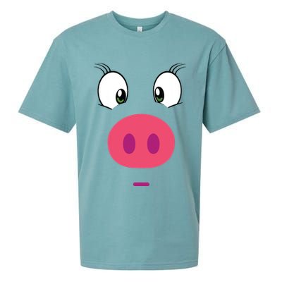 Piggy Design Pig Face Sueded Cloud Jersey T-Shirt