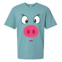 Piggy Design Pig Face Sueded Cloud Jersey T-Shirt