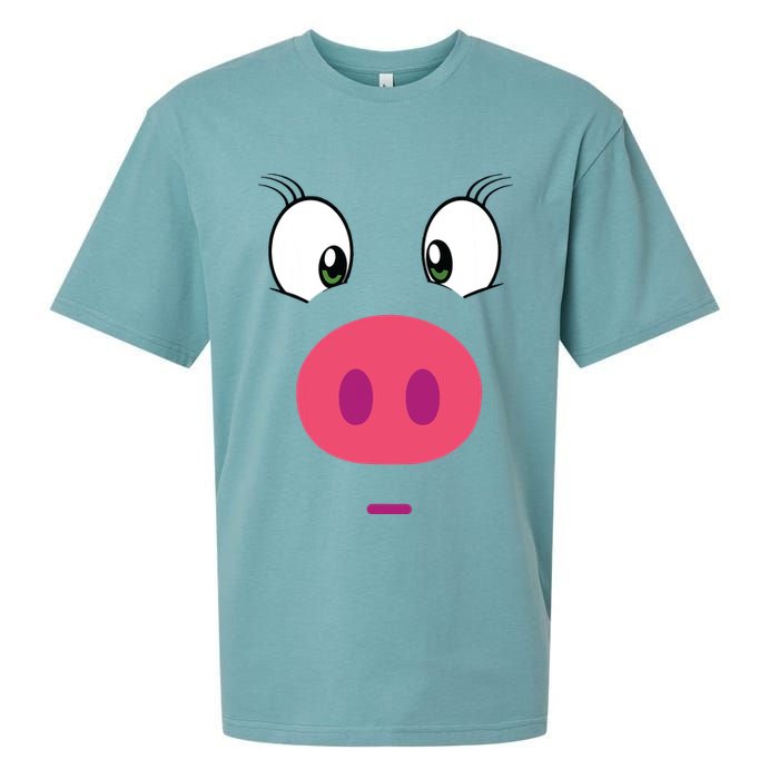 Piggy Design Pig Face Sueded Cloud Jersey T-Shirt