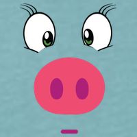 Piggy Design Pig Face Sueded Cloud Jersey T-Shirt
