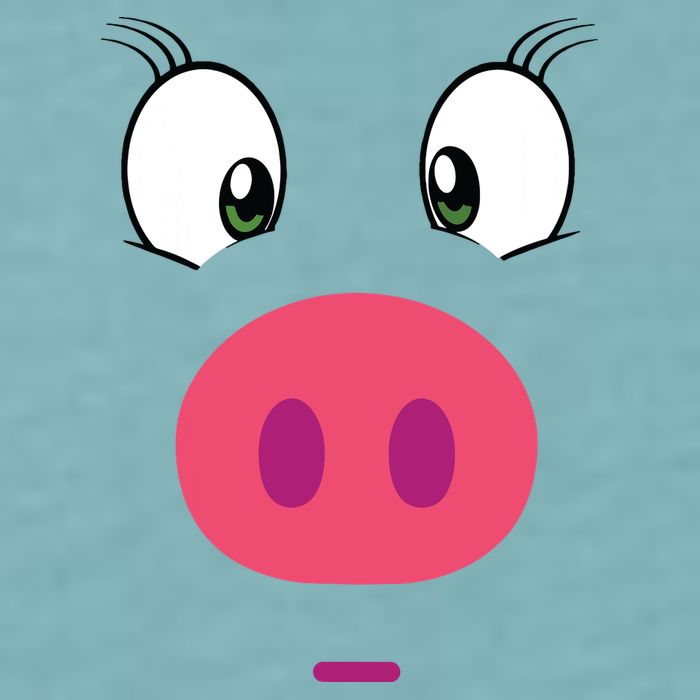 Piggy Design Pig Face Sueded Cloud Jersey T-Shirt