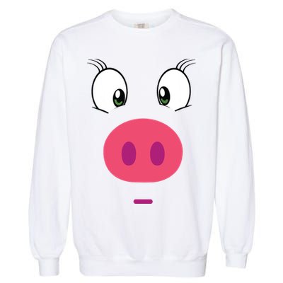Piggy Design Pig Face Garment-Dyed Sweatshirt