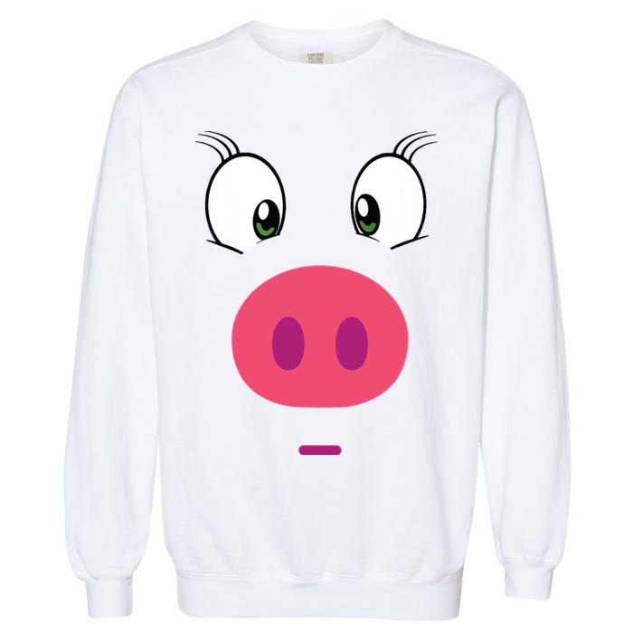 Piggy Design Pig Face Garment-Dyed Sweatshirt