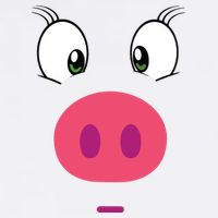 Piggy Design Pig Face Garment-Dyed Sweatshirt