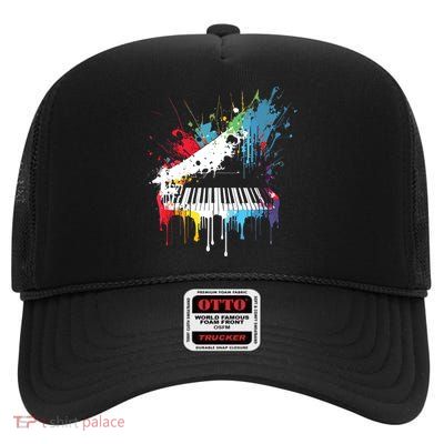 Piano Design Piano Gift For Pianist High Crown Mesh Back Trucker Hat
