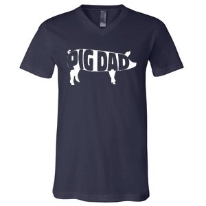 Pig Dad Pig Lover Owner Ranch Farmer Fathers Day V-Neck T-Shirt