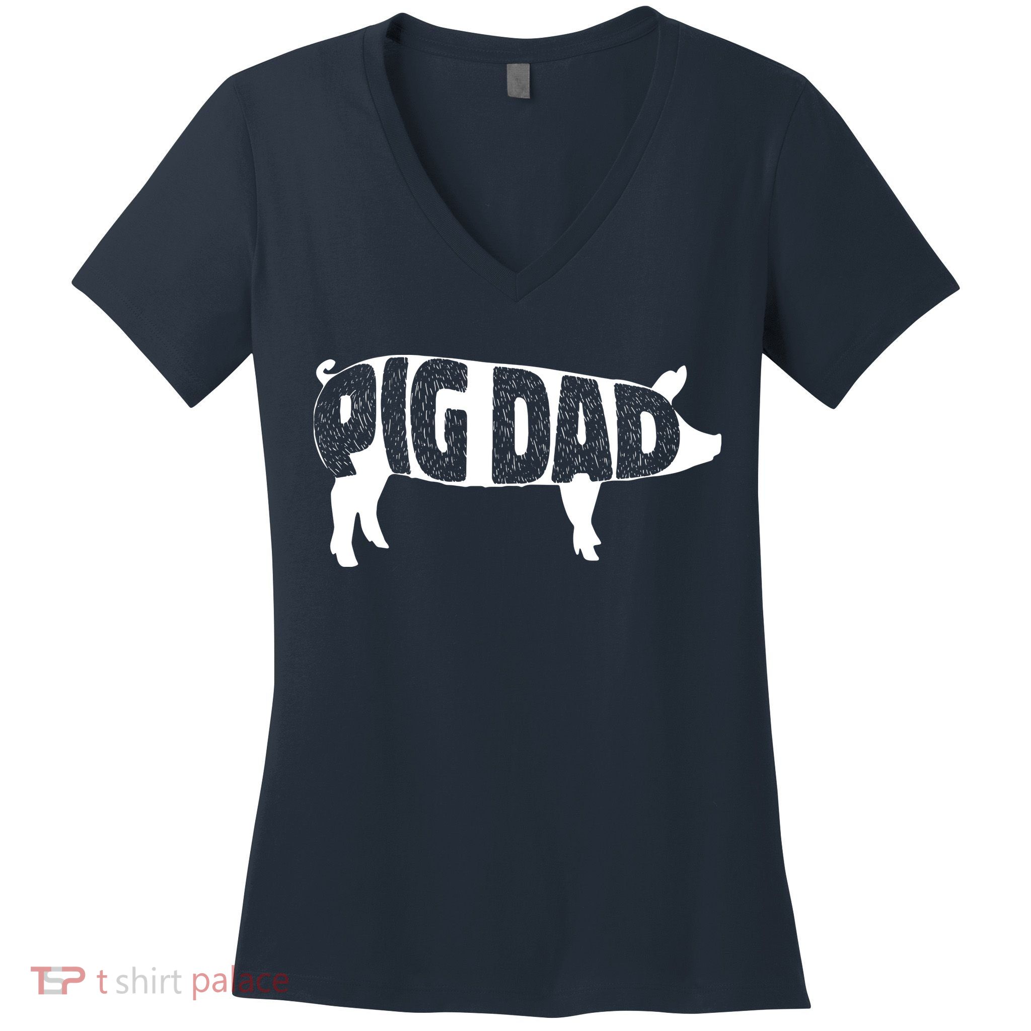 Pig Dad Pig Lover Owner Ranch Farmer Fathers Day Women's V-Neck T-Shirt