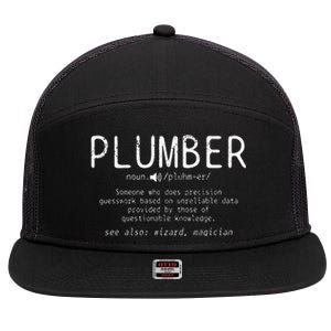 Plumber Definition Plumbing Dictionary Funny Plumber 7 Panel Mesh Trucker Snapback Hat