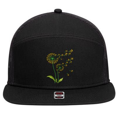 Pi Dandelion Pi Day Dandelion 3 14 Pi Number Math Dandelion Gift 7 Panel Mesh Trucker Snapback Hat