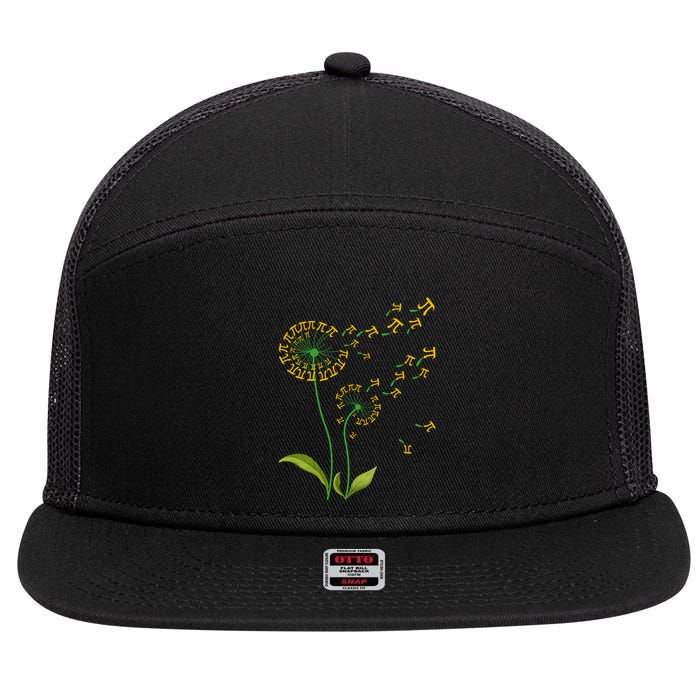 Pi Dandelion Pi Day Dandelion 3 14 Pi Number Math Dandelion Gift 7 Panel Mesh Trucker Snapback Hat
