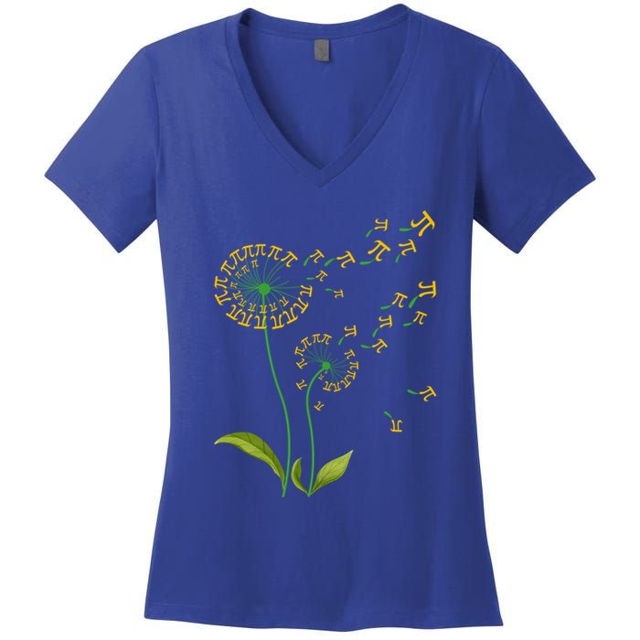Pi Dandelion Pi Day Dandelion 3 14 Pi Number Math Dandelion Gift Women's V-Neck T-Shirt