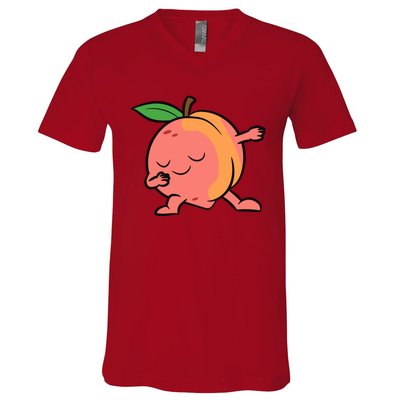 Peach Dabbing Peach Fruit Love Peaches V-Neck T-Shirt