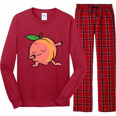 Peach Dabbing Peach Fruit Love Peaches Long Sleeve Pajama Set